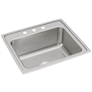 Elkay Dlr2522103 Lustertone Classic 25 Single Bowl Stainless Steel Drop In Kitchen Laundry Sink With 3 Holes