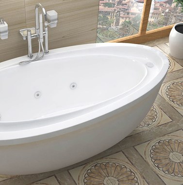 Atlantis 3871bw Breeze 38x71x24 Oval Freestanding Whirlpool Bathtub With Reversible Drain