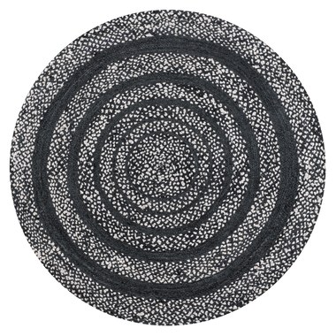  Black/White 6' Round Area Rug