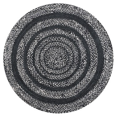 Black/White 4' Round Area Rug