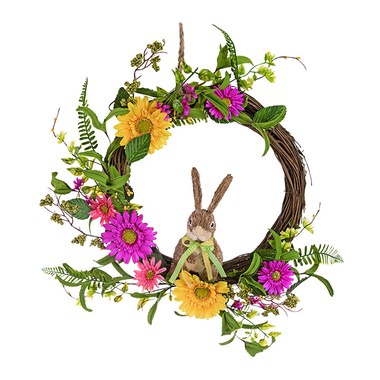New 25/" Sisal Easter Bunny Head Wall Hanging Wreath Supplies Decor Decorations