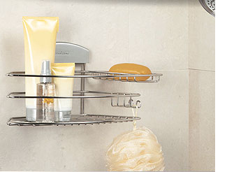 Get organized with shower caddies and shelves.