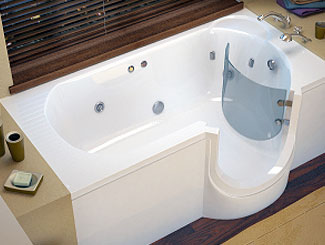 Walk-in tubs allow easy access.