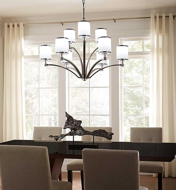 The size of your dining room table and room will determine what size chandelier looks best.