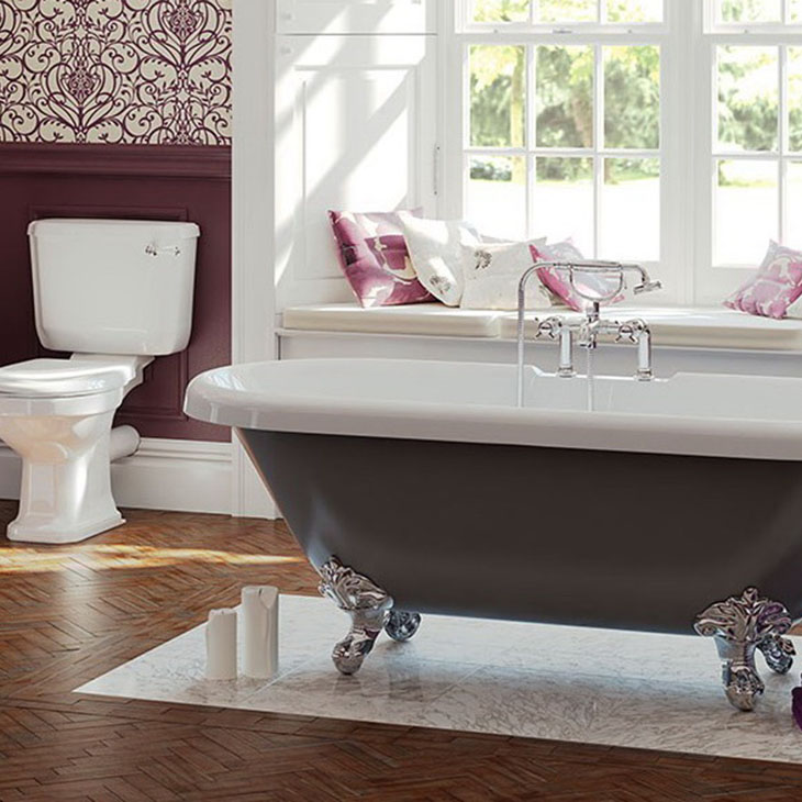 Craftsman style bathroom featuring a classic clawfoot tub Craftsman style bathroom featuring a classic clawfoot tub