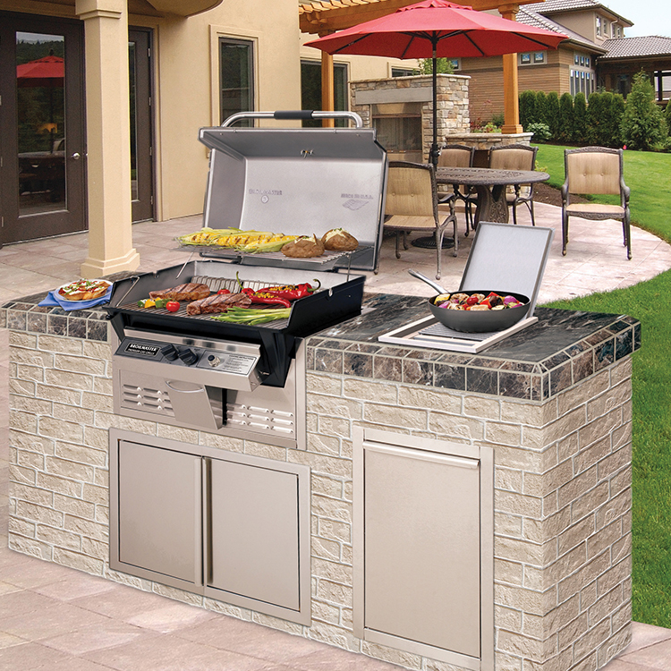This built-in gas grill is designed to mount in custom made counters.