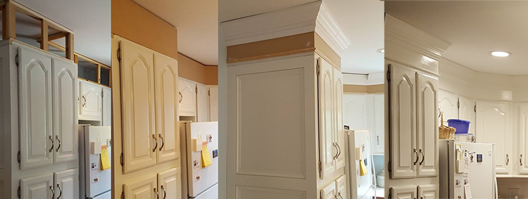 We closed the gap above the cabinets for easy cleaning and a more customized look.