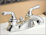 The terms widespread and centerset are important if you're interested in a two handle bathroom sink faucet.