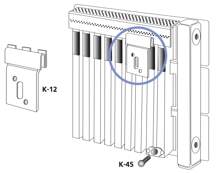 Mounting for hydronic baseboard/wall panels